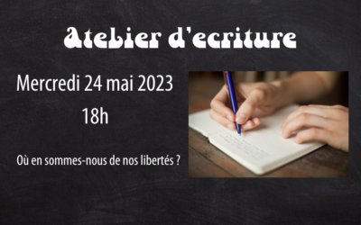 Mercredi 24 mai de 18h à 19h : Atelier d’écriture